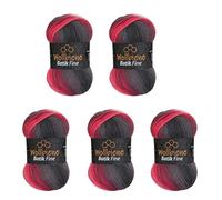 5 gomitoli di lana Batik Fine da 100 g, 500 g, con gradiente, multicolore (5100 grigio, bacca bianco)