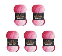 5 gomitoli di lana Batik Fine da 100 g, 500 g, con gradiente, multicolore (5300 bacca bianco)