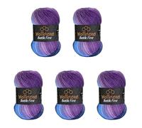 5 gomitoli di lana Batik Fine da 100 g, 500 g, con gradiente, multicolore (5900 lilla, blu)
