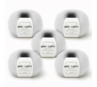 5 Gomitoli Mohair e Seta per lavoro a maglia, Lana Gatto Linea Luxury Silk Mohair Made in Italy, 125 gr. (Bianco - 6027, 5)