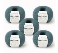 5 Gomitoli Mohair e Seta per lavoro a maglia, Lana Gatto Linea Luxury Silk Mohair Made in Italy, 125 gr. (Verde - 30486, 5)