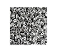 5 grammo Matubo Superduo 2-foro perline in vetro stampato ceco, d'argento (Matubo Superduo 2-hole czech pressed glass beads silver)