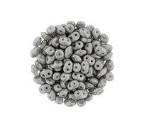 5 grammo Matubo Superduo 2-foro perline in vetro stampato ceco, opaco grigio lucentezza 2.5 x 5 mm (Matubo Superduo 2-hole czech pressed glass beads opaque gray luster )