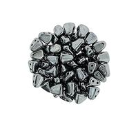 5 grammo Perline in vetro piramidale a 2 fori Matubo Nib, ematite 6 x 5 mm (Matubo NIB-BIT 2-hole pyramid glass beads hematite)