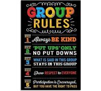 5 Group Rules Poster Rule Always Be Kind Targa in metallo da parete decorazione per aula scolastica, regalo di compleanno, ritorno a scuola, decorazione per soggiorno e camera da letto, 30,5 x 40,6 cm