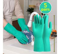 5 Guanti Extra Spessi in Nitrile per Pulizia e Lavaggio - Inodori e Ipoallergenici - Guanti Senza Lattice per Lavare, Lavori Domestici