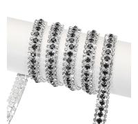 5 Iarda 9mm 3 Righe Cristallo Strass Diamante Argento Nero Bianco
