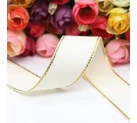 5 iarde 10MM/25MM/38MM nastro grosgrain glitterato con bordo dorato per fiocchi per capelli/confezioni regalo fai da te fatto a mano - bianco antico - larghezza 38MM