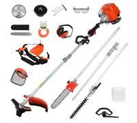 5 in 1 52cc Benzina Multi Tool 2 Tempi Garden Power Tool con decespugliatore, decespugliatore, tagliasiepi, accessori motosega per erba, rovi, siepi (arancione)