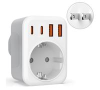 5 IN 1 Adattatore Presa Giapponese, 2500 W Adattatore Giappone da Viaggio con 1 AC 2 USB-C e 2 USB-A (17W), Adattatore Tipo A per Cina, USA, Canada, Thailandia, Messico, Filippine