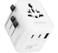 5 in 1 Adattatore Universale da Viaggio,Presa Universale da Viaggio con 1 USB A,2 USB C,1 Universale Presa,1 US/JP Presa,Adattatore Spina Internazionale per Italia UK US Australia Tailandia Messico