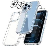 [5 in 1] Cover e Pellicola Protettiva per iPhone 12 Pro Max, 2 Pellicola Protettiva in Vetro Temperato + 2 Pellicola Fotocamera, [Protezione Militare] Antiurto Protezione Custodia iPhone 12 Pro Max