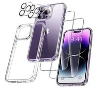 [5 in 1] Cover e Pellicola Protettiva per iPhone 14 Pro Max, 2 Pellicola Protettiva in Vetro Temperato + 2 Pellicola Fotocamera, [Protezione Militare] Antiurto Protezione Custodia iPhone 14 Pro Max