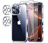 [5 in 1] Cover e Pellicola Protettiva per iPhone 16 Pro, con 2 Pellicola Protettiva in Vetro Temperato + 2 Pellicola Fotocamera, [Protezione Militare] Antiurto Protezione Custodia iPhone 16 Pro