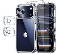 [5 in 1] Cover e Pellicola Protettiva per iPhone 17 Pro, con 2 Pellicola Protettiva in Vetro Temperato + 2 Pellicola Fotocamera, [Protezione Militare] Antiurto Protezione Custodia iPhone 17 Pro