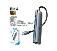 (5 in 1 HDMI 4K) Vention 5 in 1 USB C 3.2 3.0 HUB 4K 60Hz HDMI 100W Adattatore Splitter Espansione multiporta