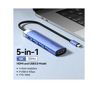 (5-in-1 HDMI USB 3.0) Vention USB C HUB da tipo C a HDMI 2.0 Adattatore 4K30Hz USB 3.0 HUB PD100W Dock
