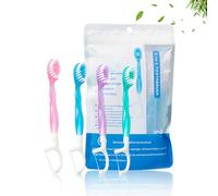 5 in 1 Mini Toothbrush & Floss & Tongue Scraper & Toothpick Set, 26 Pack Disposable Mini Travel Toothbrushes, All In One 5 in Travel Toothbrush Set with 4 Flavors