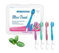 5 in 1 Mini Toothbrush & Floss & Tongue Scraper & Toothpick Set, 26PCS Individual Packs 5 in 1 Toothbrush & Floss for Travel (Mixed pack,10PCS)