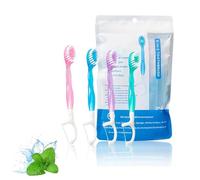 5 in 1 Mini Toothbrush & Floss & Tongue Scraper & Toothpick Set, Portable Oral Care for Travel Work, Disposable Toothbrushes with Toothpaste, 26PCS Individual Packs for Travel, Work (1 bag(26 pcs))
