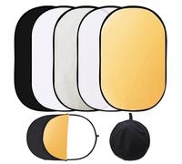 5 In 1 Pannello Riflettente Fotografico, Riflettore Fotografico 60cm X 90cm,Rifletto Di Luce per Fotografia Ovale Pieghevole, Riflettore di Luce Diffusore di Luce Trasparente/Argento/Oro/Bianco/Nero
