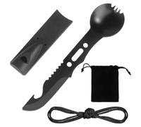 5 in 1 Posate in Acciaio Inox Posate da Campeggio, Set da Aperto Viaggio, Kit Posate Applicare, mit Knoten und Tüte, Escursioni Viaggi Backpacker Picnic Outdoor Campeggio Festival