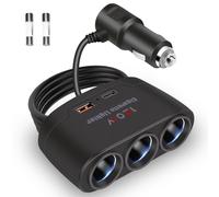 5 in 1 Presa Accendisigari Auto 120W, Caricatore Auto, Caricabatterie Auto USB con 3 Prese 12V PD & QC3.0, Adattatore Sdoppiatore per iPhone iPad Dashcam Frigorifero Auto Camper 12V/24V