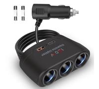 5 in 1 Presa Accendisigari USB Auto 120W, Caricatore Auto, Caricabatterie Auto Usb Sdoppiatore Adattatore con 3 Prese 12V USB C PD e usb A QC3.0 per iPhone iPad Dashcam Frigorifero Auto Camper 12V/24V