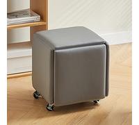5 in 1 sedia a cubo con poggiapiedi impilabile, sgabelli impilabili, panca con poggiapiedi quadrata in pelle, sgabello con ruote for camera da letto, soggiorno, sala da pranzo, set di 5 pouf