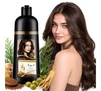 5 IN 1 Shampoo Capelli Marrone Scuro per Capelli Grigi, 500ML Hair Dye Shampoo, Istantaneo Shampoo Capelli Colorati, Hair Color, Colore Naturale, Naturale-per Capelli per Donna Uomo