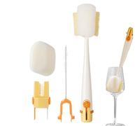 5-in 1 Spazzola Pulizia Bottiglia Pulisce Coperchi, Fondi, e Cannucce, Manico Lungo Design Ergonomico per Biberon, Bottiglie d'Acqua, e Tazze da Viaggio, Strumento Cucina Casa