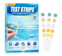 5 in 1 Strisce Reattive Piscina e Spa, accurato per il test della durezza dell'acqua, per pH, cloro libero/bromo, alcalinità totale, acido cianurico e durezza totale - Facili da leggere, 50 pezzi