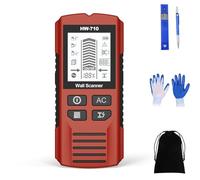 5-in-1 Stud Finder Wall Scanner - Handheld Metal Detector & Live AC Wire Locator with HD LCD Display, Sensor for Wood, Pipe, Joist on Drywall & Concrete (Battery Not Included) (Red)