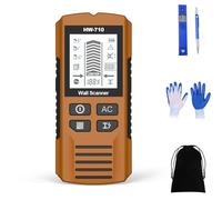 5-in-1 Stud Finder Wall Scanner - Handheld Metal Detector & Live AC Wire Locator with HD LCD Display, Sensor for Wood, Pipe, Joist on Drywall & Concrete (Battery Not Included) (Yellow)