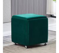 5 in 1 Swivel Ottoman Stool with Stackable Design Movable Velvet Seating Cube for Living Room or Bedroom