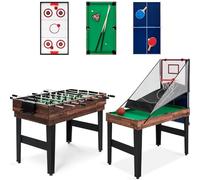 5 in 1 tavolo da multigioco, tavolo da gioco sportivo combinato per bambini tavolo da biliardo, biliardino, tavolo da ping pong, air hockey e pallacanestro con tutti gli accessori grande regalo