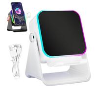 5-in-1 Wireless Induction Bluetooth Speaker with Adjustable Phone Stand, 5000mAh Power Bank for Android and iPhone, Hi-Fi Stereo Sound & 8 RGB light Modes, Portable Audio Dock For Tablet (White)