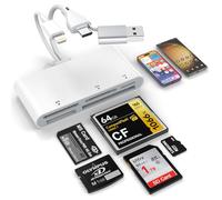 5 in 3 memoria Lettore di schede, adattatore USB OTG Lightnin-Type C-USB A a SD/TF/CF/Micro SD/XD/MS, lettore di schede multiplo per iPhone/iPad/Android/MacBook/PC con Windows/Mac/Linux/Android