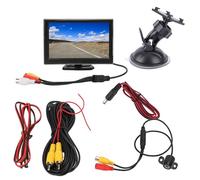 5 Inch Car Monitor Dual AV Input HD Backup Camera Display License Plate Camera (Waterproof Night Vision) for Trucks SUVs RVs Support 12/24V Power Supply (Telecamera a foro rotondo)