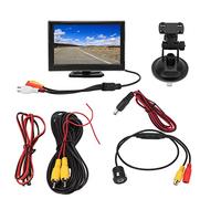 5 Inch Car Monitor Dual AV Input HD Backup Camera Display License Plate Camera (Waterproof Night Vision) for Trucks SUVs RVs Support 12/24V Power Supply (Telecamera rotonda)