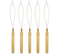 5 infila-aghi e strumenti per extension per capelli per infilare e acconciare facilmente, perfetti per perline di extension e filettatura automatica dell'ago (manico in legno)