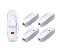 5 interruttori in linea da 250 V, 10 A, da tavolo in linea On/Off, cavo interruttore con indicatore LED, interruttore per dispositivi di piccole dimensioni o luci, lampada da tavolo (bianco)