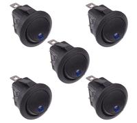5 Interruttori Rocker Rotondi LED Blu 12V SPST Per Auto Switch Electronics