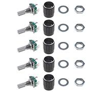5 kit di moduli encoder rotativi a 360 gradi EC11 potenziometro digitale interruttore a pulsante 5 pin 20mm albero con tappo nero manopola