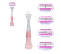 5 Lame Di Ricambio Rasoio Da Donna Con 1 Manico, 4 Lame In Acciaio Inox Resistente Alla Corrosione, Lamette Di Ricambio Premium, Per Il Corpo E Le Zone Sensibili, Per Venus, Lame A 3 Strati (Rosa)