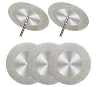 5 lame diamantate da 60 mm, con 5 mandrini, codolo da 1/8", per utensili rotanti, lucidatura, vetro, piastrelle, marmo, plastica, giada (60 mm)