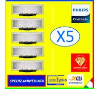 5 LAME LAMETTE X RASOIO PHILIPS ONEBLADE QP2530 QP2724 TESTINE DIAMOND
