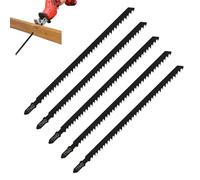 5 lame lunghe per seghetto alternativo, 180 mm, lame per seghetto alternativo con codolo a T per taglio del legno, tagli dritti veloci da pulire in legno duro, compensato di conifere, truciolato, set
