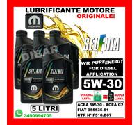 5 LATTINE DI OLIO MOPAR SELENIA WR PURE ENERGY 5W30 ACEA C2 DIESEL DA 5 LITRI