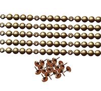 5 Liste Bullette da 100 cm + 100 chiodi - 1/3-9 mm. foro. Borchie tappezzeria (Oro vecchio)